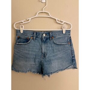 Madewell Relaxed Denim Shorts Light Wash Raw Hem Cut Off  Womens Size 27 RN77388